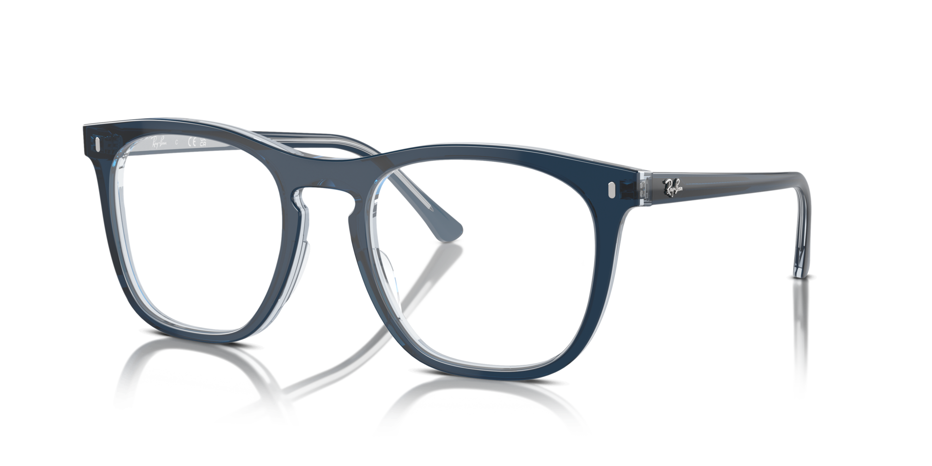 RB2210V Blue On Transparent Blue AcetateEyeglass Frames for Glasses Direct, Angle View