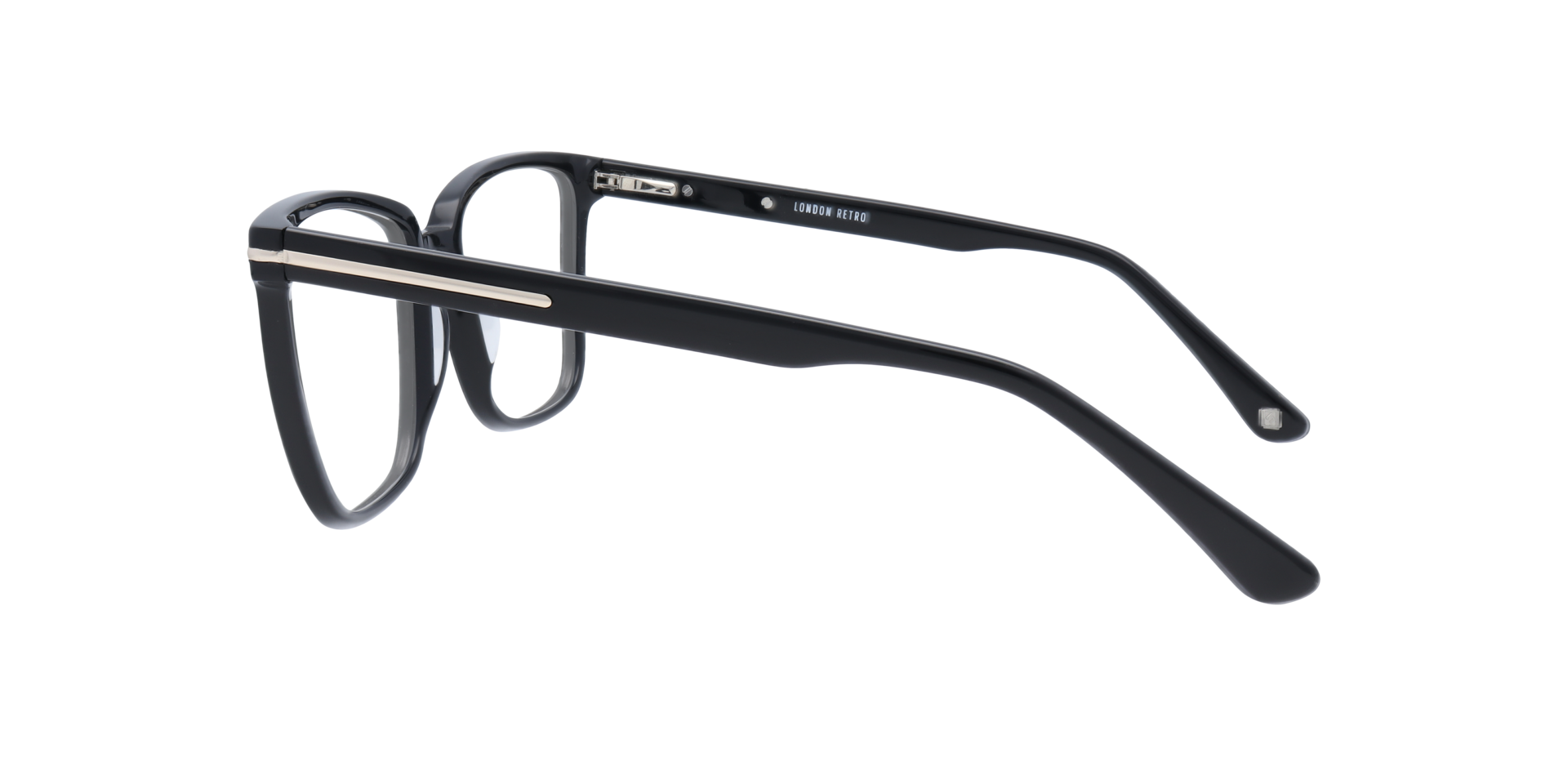 Balham Shiny Black  &  Gold AcetateEyeglass Frames for Glasses Direct, Side View
