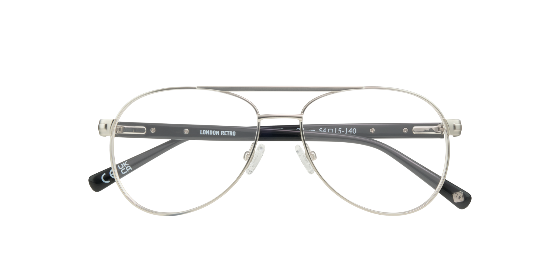 Jenson Matte Silver MetalEyeglass Frames for Glasses Direct, Closed View