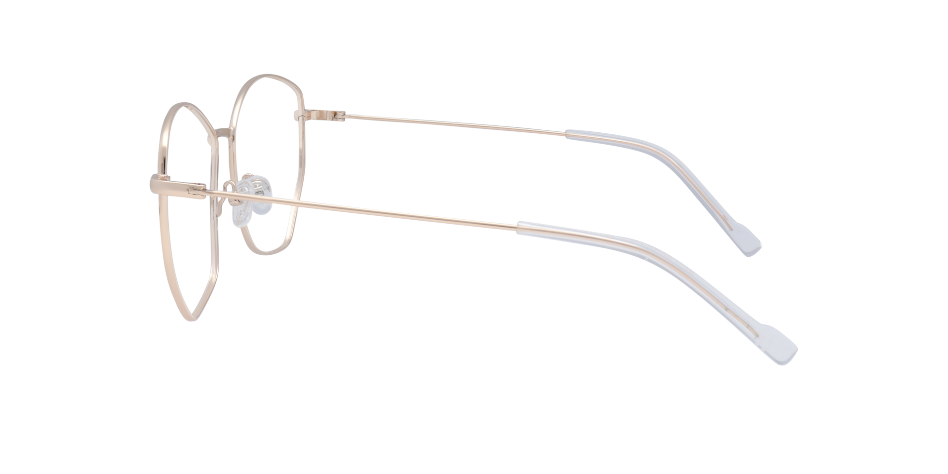 Eliza Shiny Gold MetalEyeglass Frames for Glasses Direct, Side View