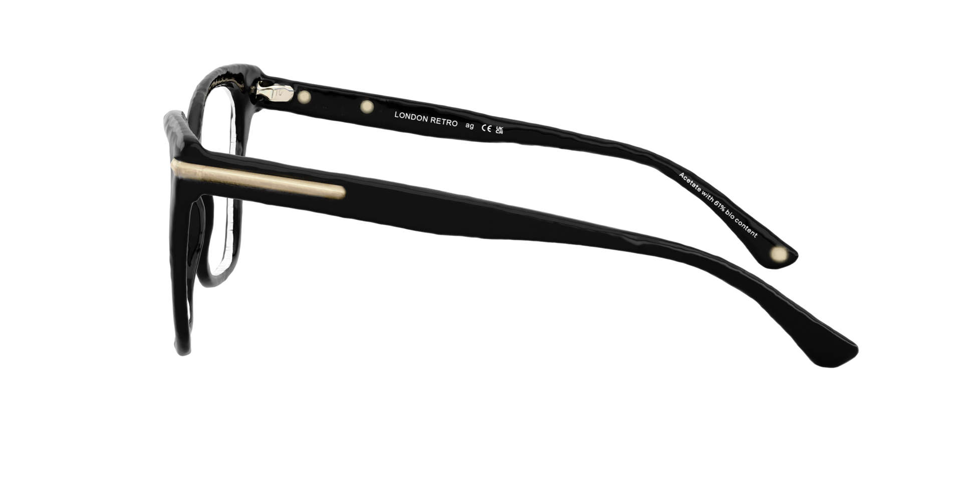 Mile End Black AcetateEyeglass Frames for Glasses Direct, Side View