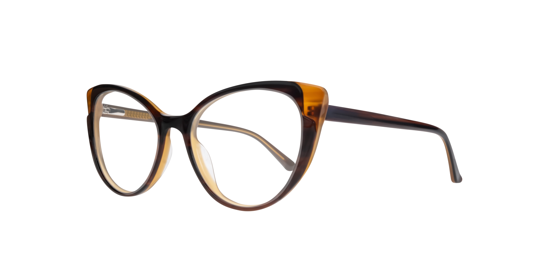 Hayley Bi Layer Brown Horn AcetateEyeglass Frames for Glasses Direct, Angle View