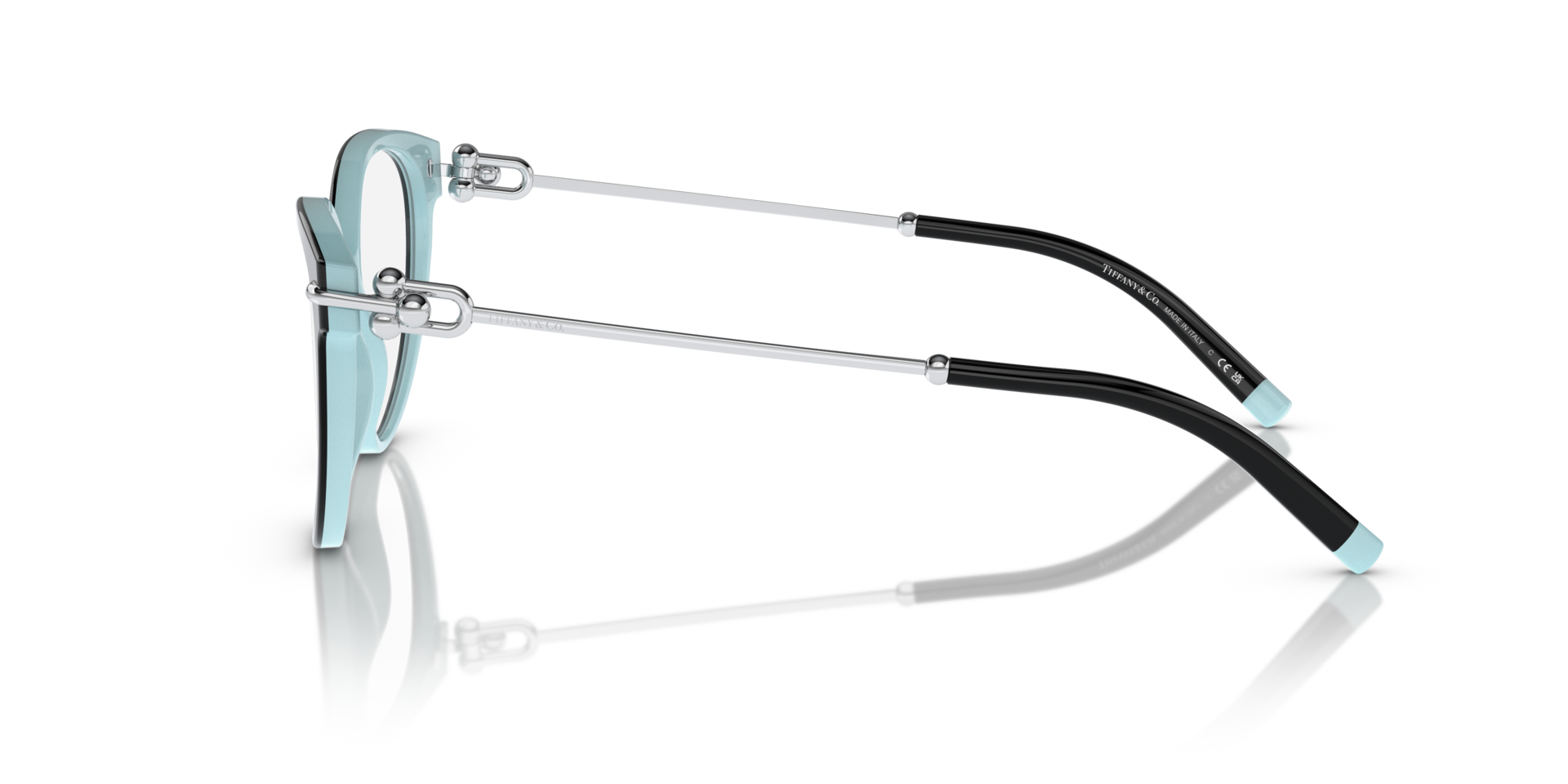 TF2217 Black On Tiffany Blue AcetateEyeglass Frames for Glasses Direct, Side View