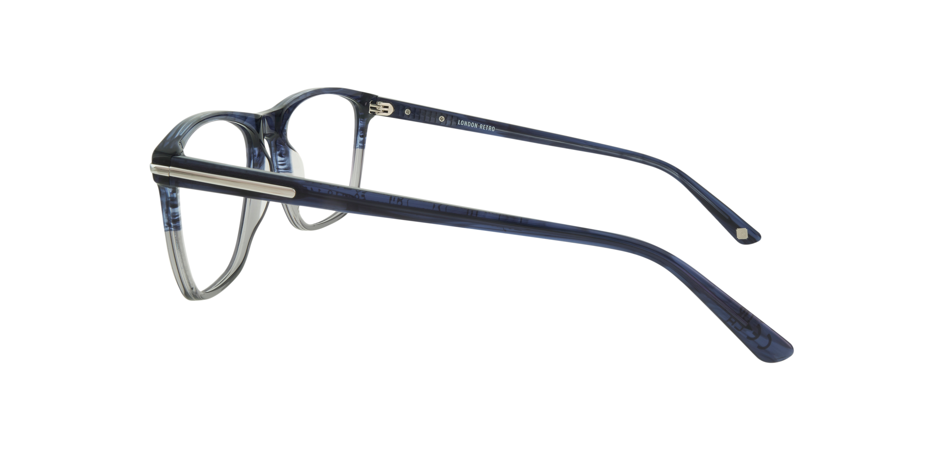Leyton Blue & Grey & Silver AcetateEyeglass Frames for Glasses Direct, Side View