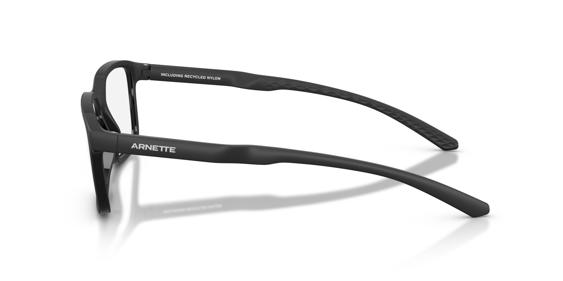 AN7293 Recycled Black Matte Inside Outside PlasticEyeglass Frames for Glasses Direct, Side View