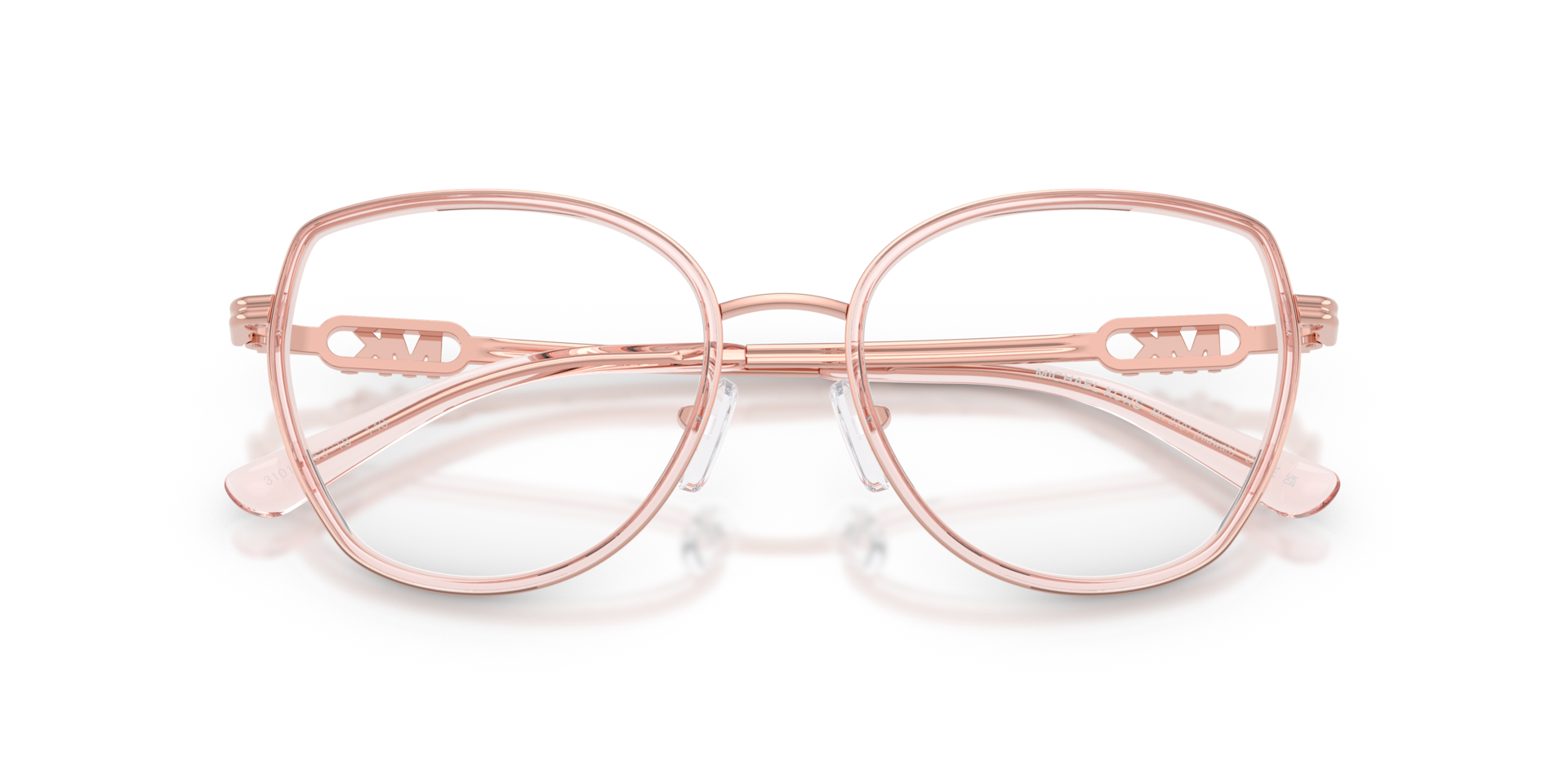 MK3101 Pink Transparent MetalEyeglass Frames for Glasses Direct, Closed View