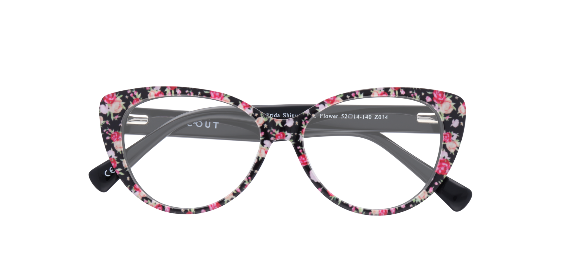 Frida Shiny Black Flower AcetateEyeglass Frames for Glasses Direct, Closed View