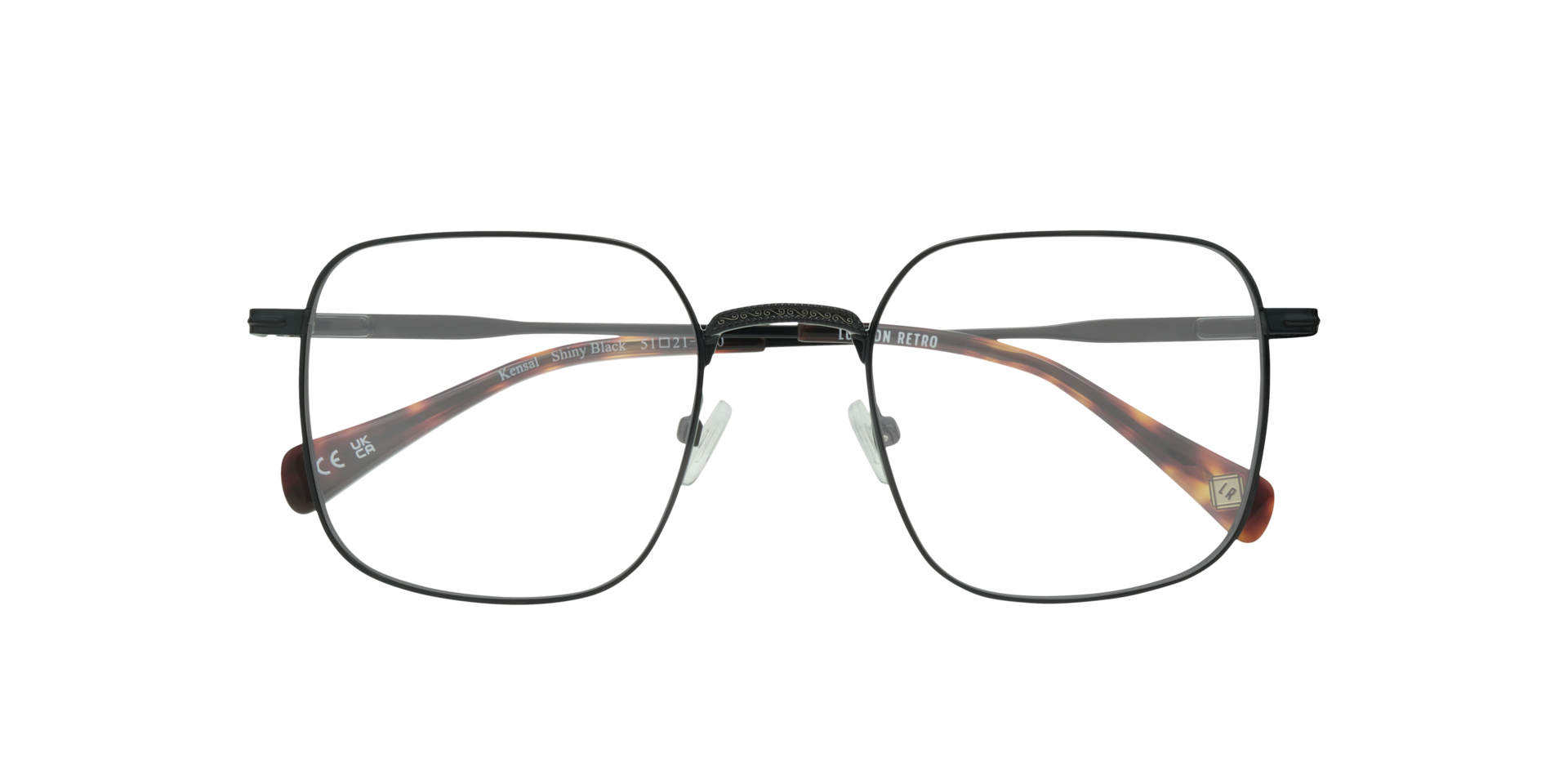 Kensal Shiny Black MetalEyeglass Frames for Glasses Direct, Closed View