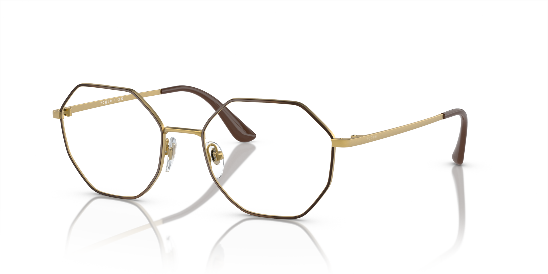 VO4094 Top Brown & Pale Gold MetalEyeglass Frames for Glasses Direct, Angle View