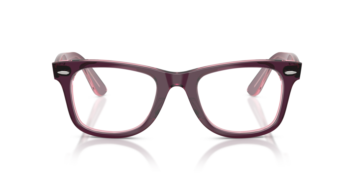 Ray-Ban Eyeglasses Wayfarer Ease Optics - Violet On Transparent Pink Frame Clear Lenses Polarized 50-22, RB4340V - Image 4
