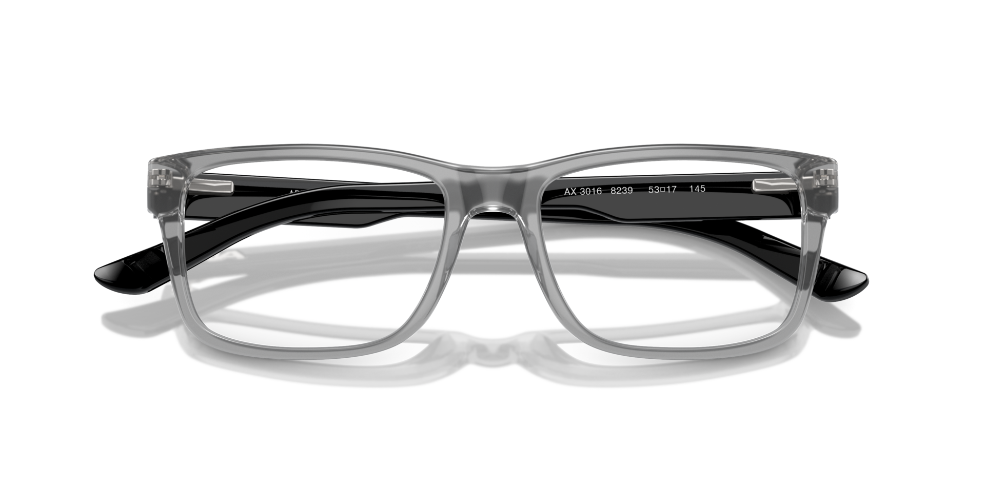AX3016 Shiny Transparent Grey PlasticEyeglass Frames for Glasses Direct, Closed View