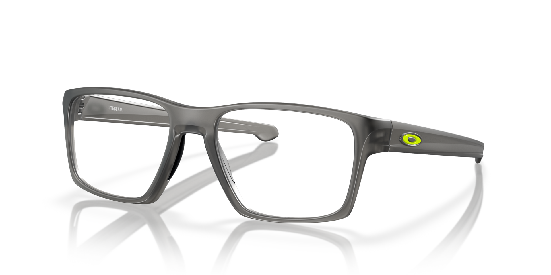 Litebeam Satin Grey Smoke PlasticEyeglass Frames for Glasses Direct, Angle View