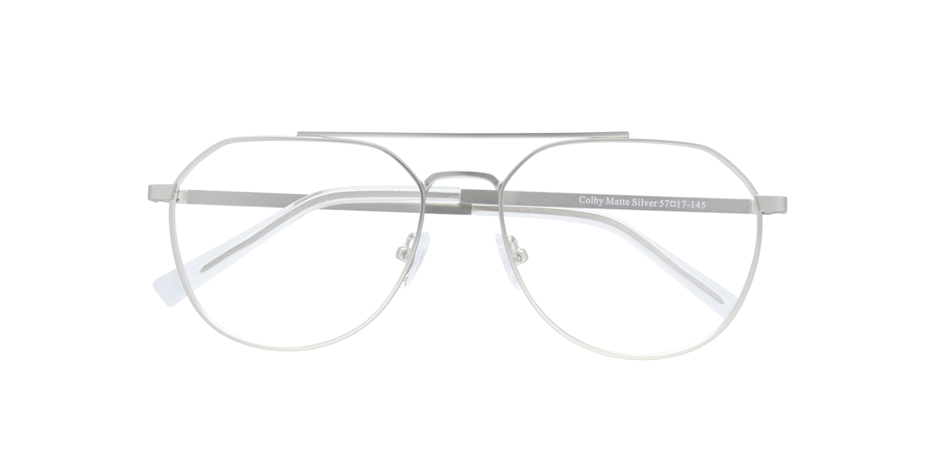 Colby Matte Silver MetalEyeglass Frames for Glasses Direct, Closed View
