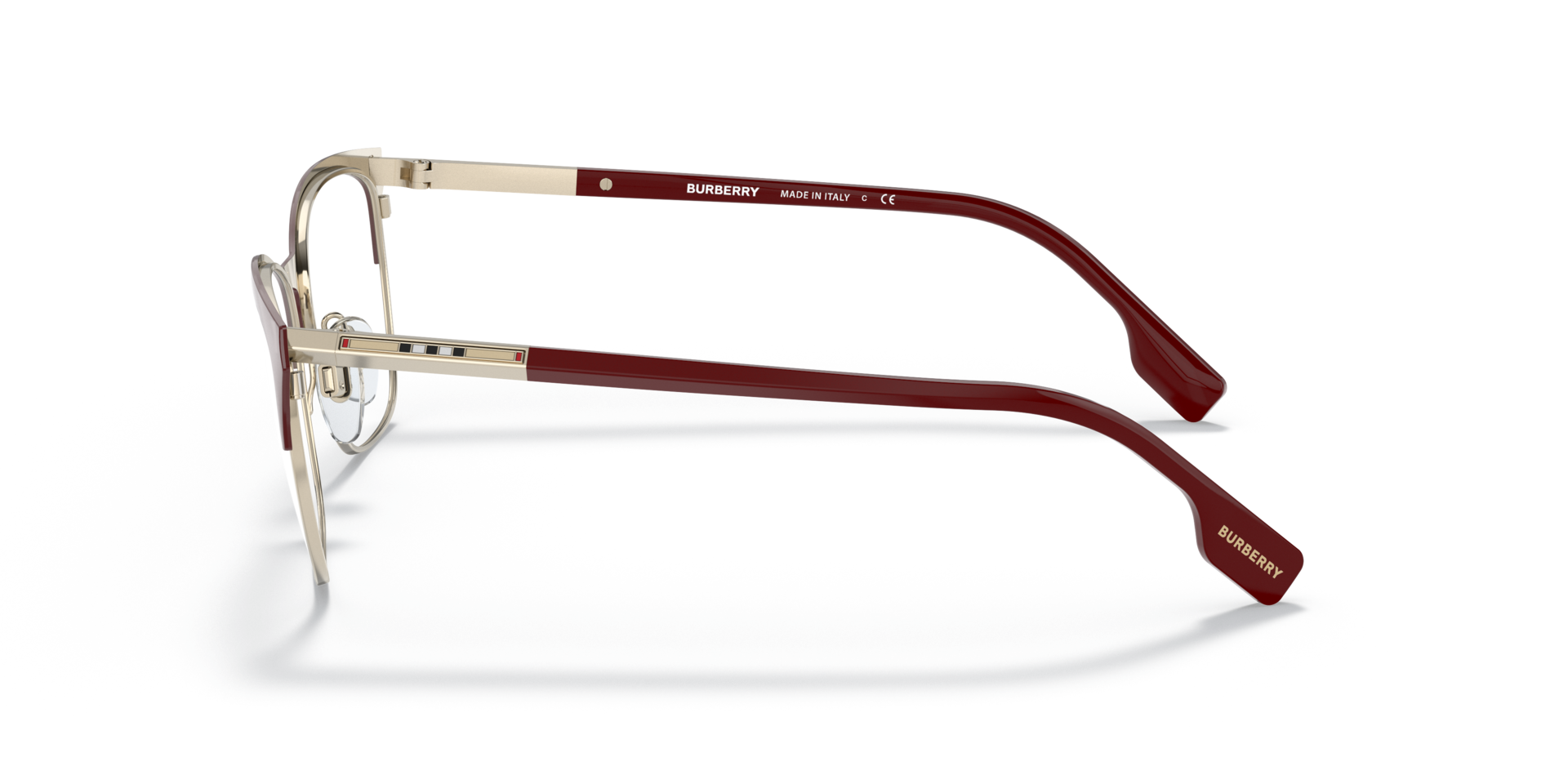 BE1362 Light Gold & Bordeaux MetalEyeglass Frames for Glasses Direct, Side View
