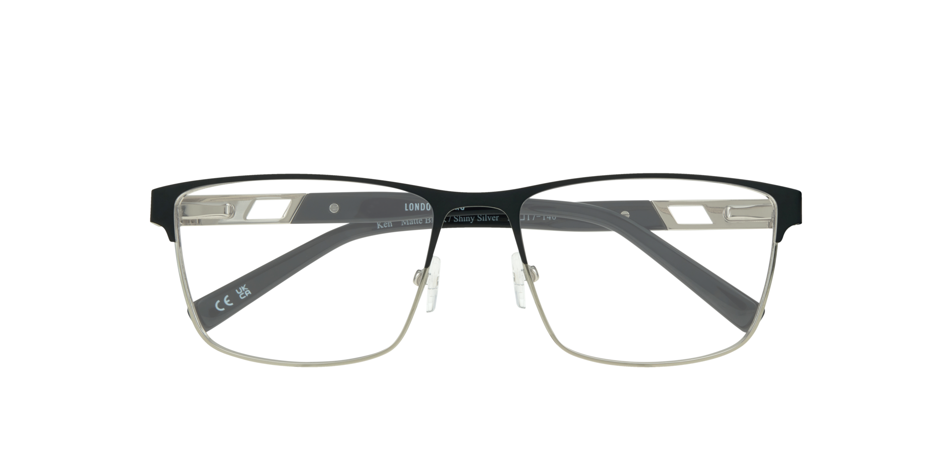 Ken Matte Black & Shiny Silver MetalEyeglass Frames for Glasses Direct, Closed View