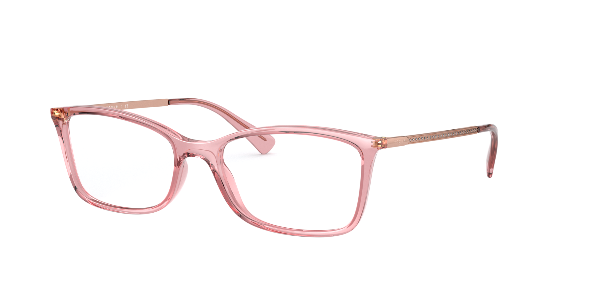 VO5305B Transparent Pink PlasticEyeglass Frames for Glasses Direct, Angle View