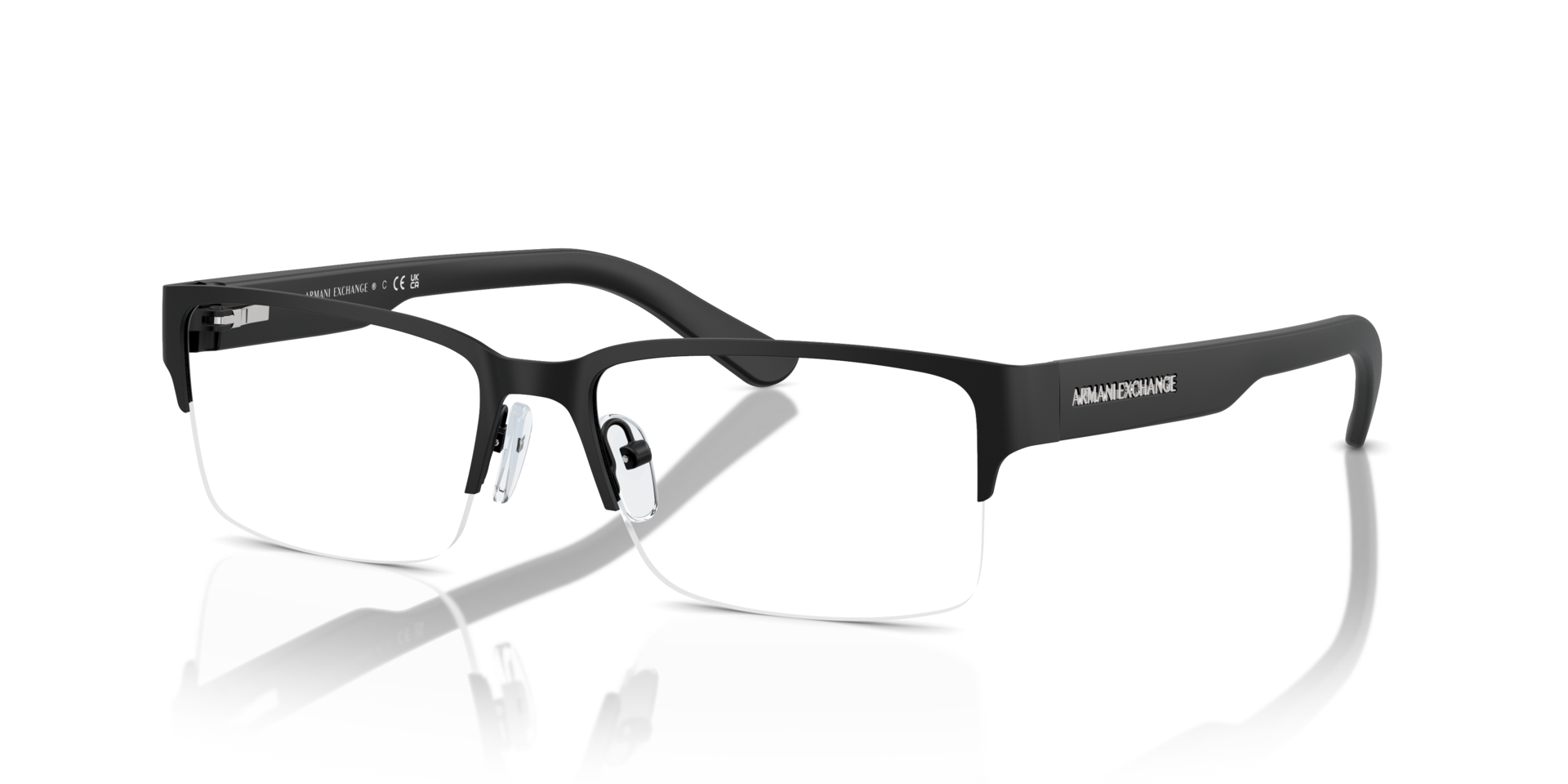 AX1014 Matte Black MetalEyeglass Frames for Glasses Direct, Angle View