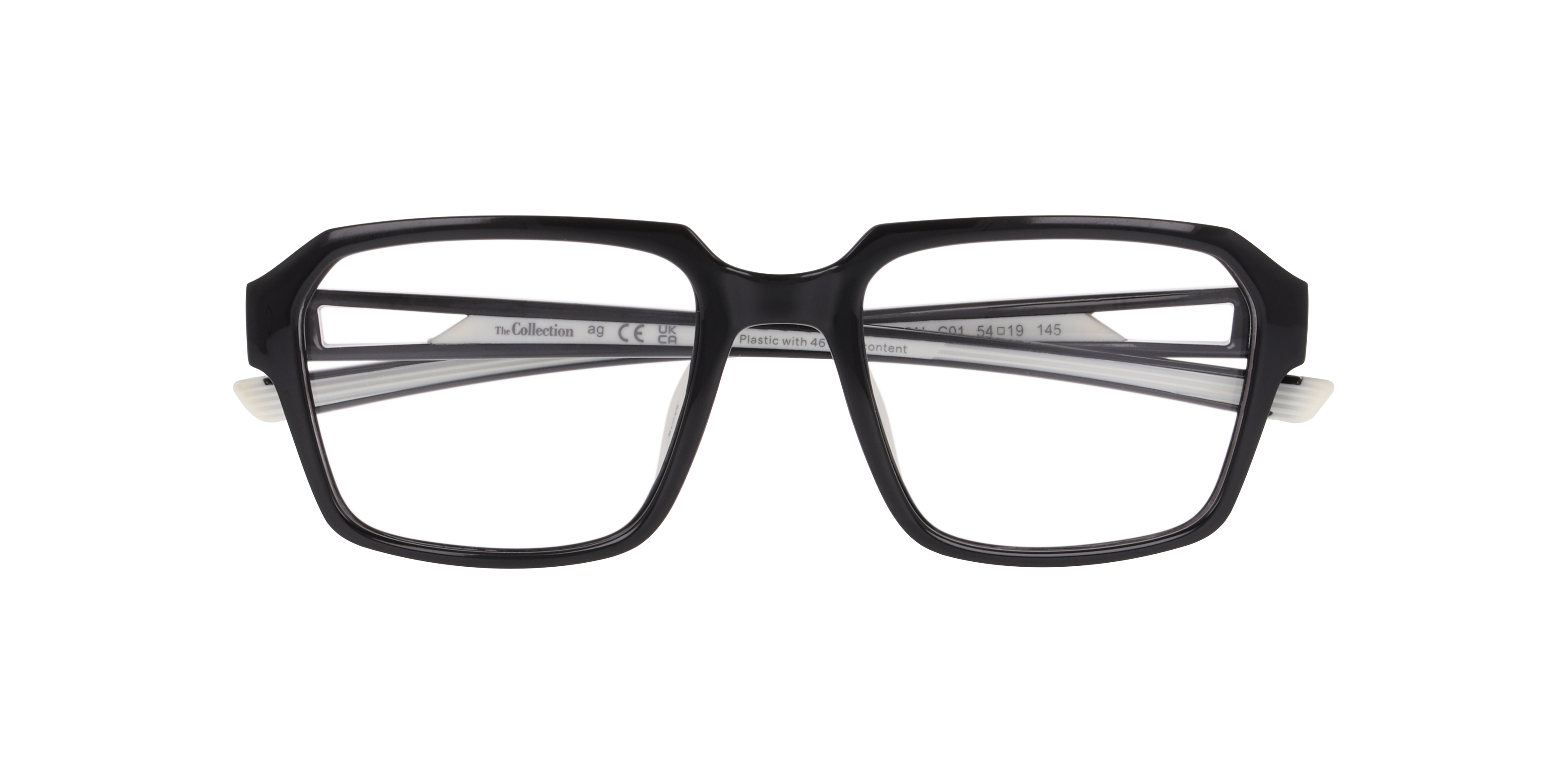 Nelson White On Black PlasticEyeglass Frames for Glasses Direct, Closed View