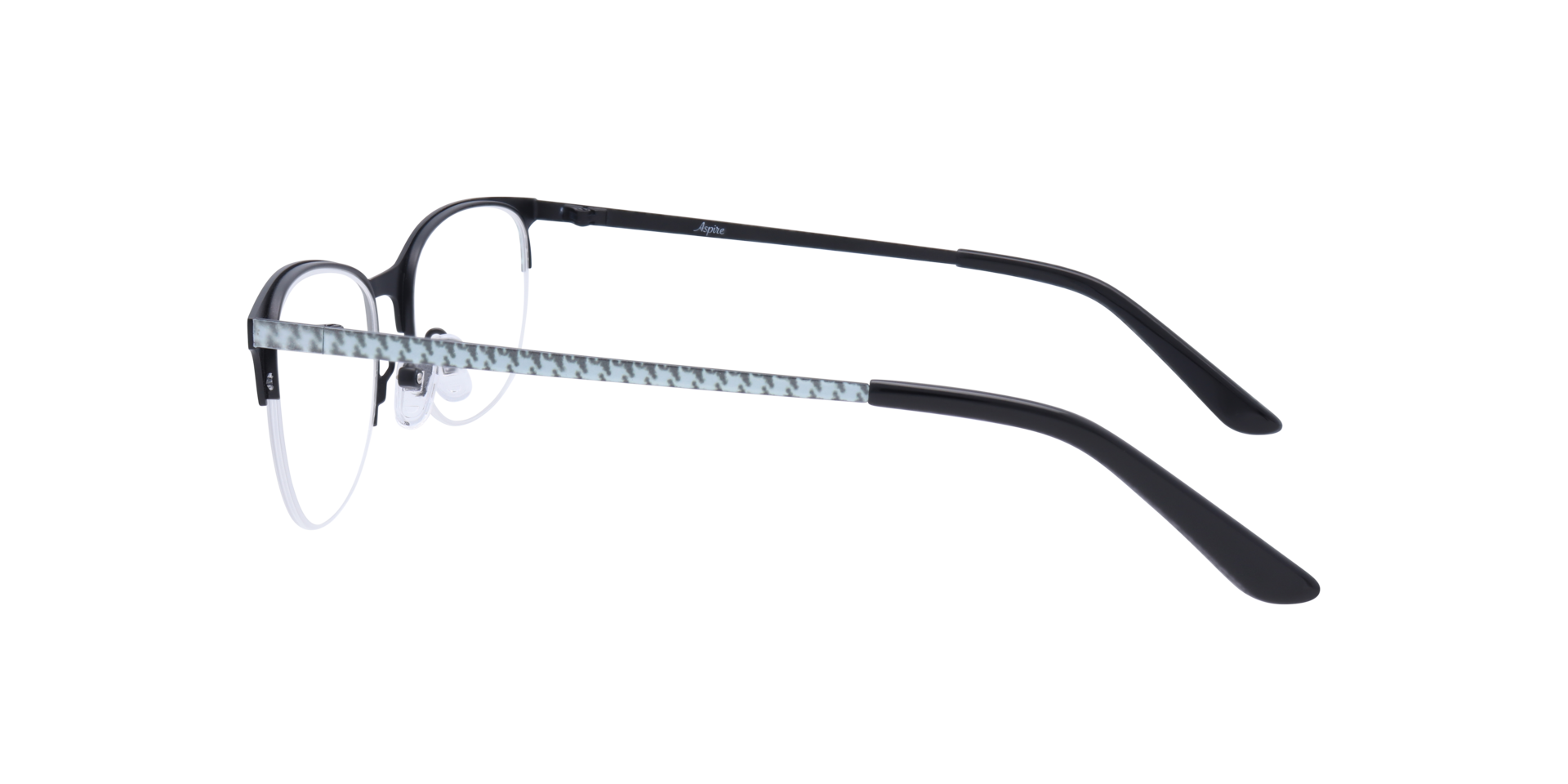 Gwen Matte Black & White MetalEyeglass Frames for Glasses Direct, Side View
