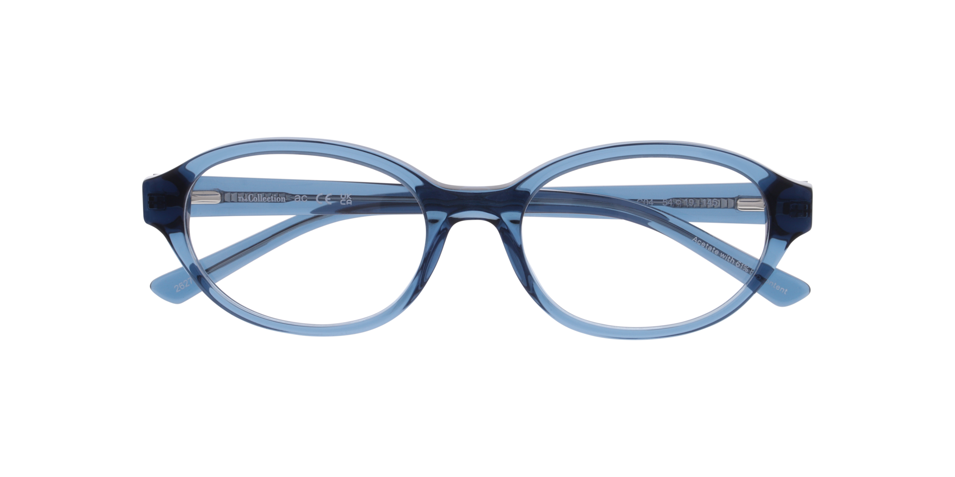 Macey Transparent Blue AcetateEyeglass Frames for Glasses Direct, Closed View