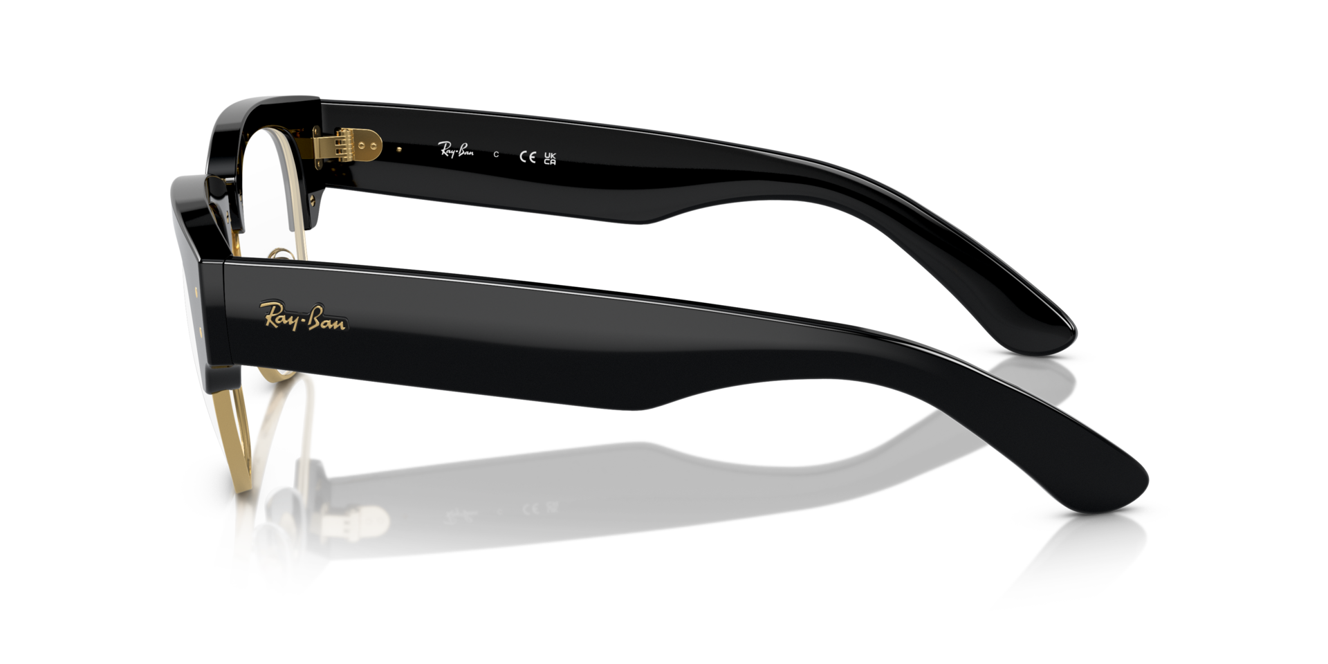 RB0316V Black On Gold PlasticEyeglass Frames for Glasses Direct, Side View