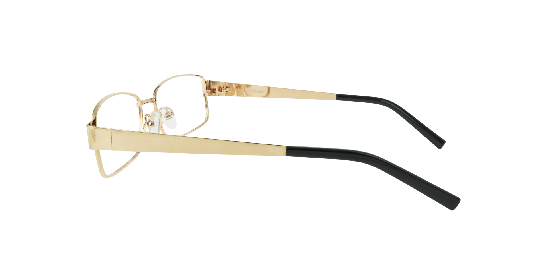 Leonardo Shiny Gold MetalEyeglass Frames for Glasses Direct, Side View