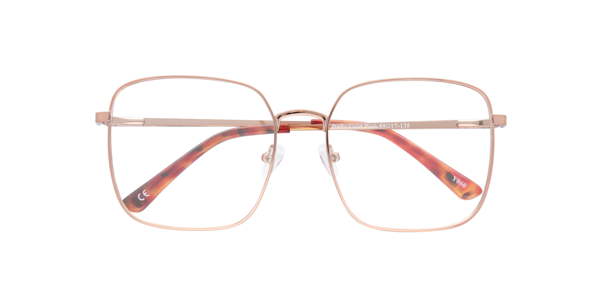 Dalia Gold Pink MetalEyeglass Frames for Glasses Direct, Closed View