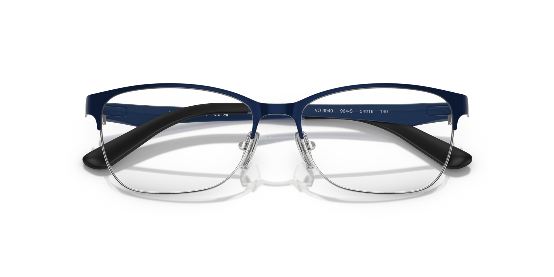 VO3940 Top Brushed Blue & Silver MetalEyeglass Frames for Glasses Direct, Closed View