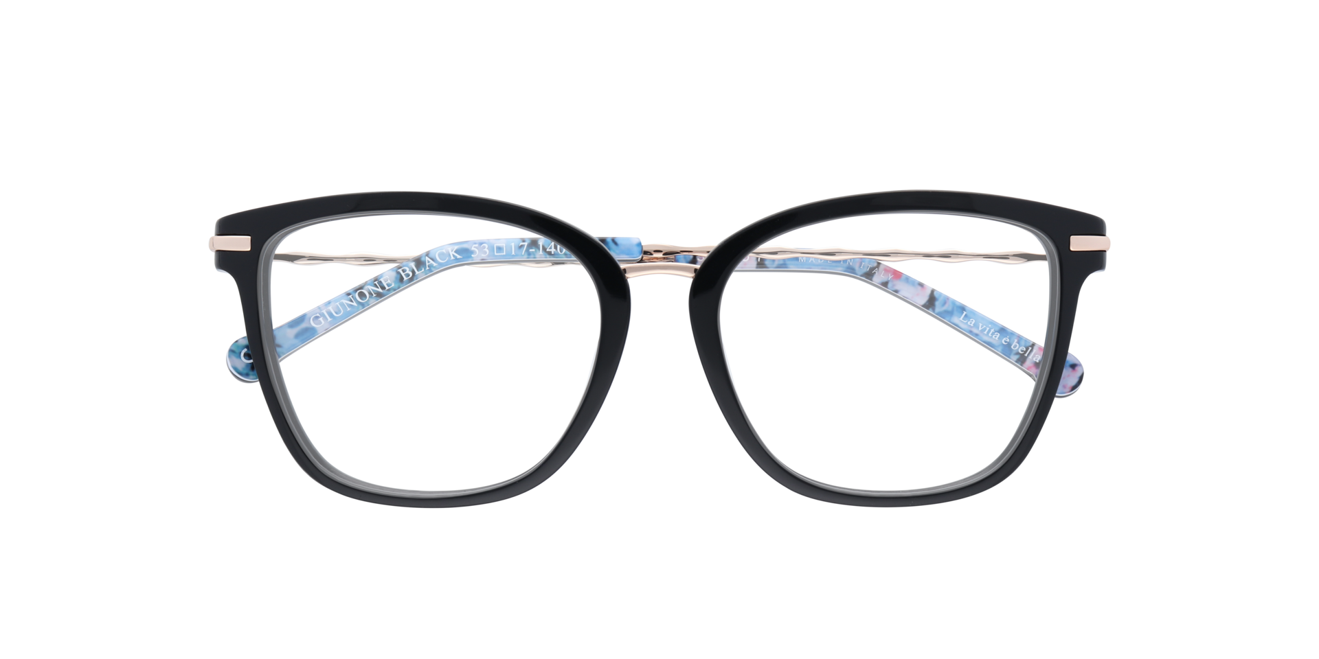 Giunone Black AcetateEyeglass Frames for Glasses Direct, Closed View
