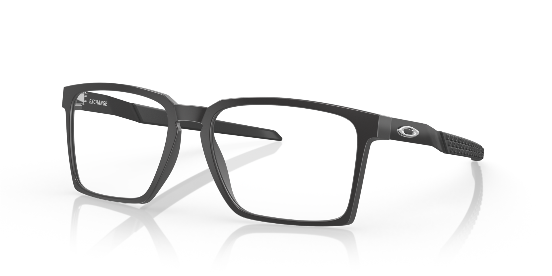 Exchange Satin Black PlasticEyeglass Frames for Glasses Direct, Angle View
