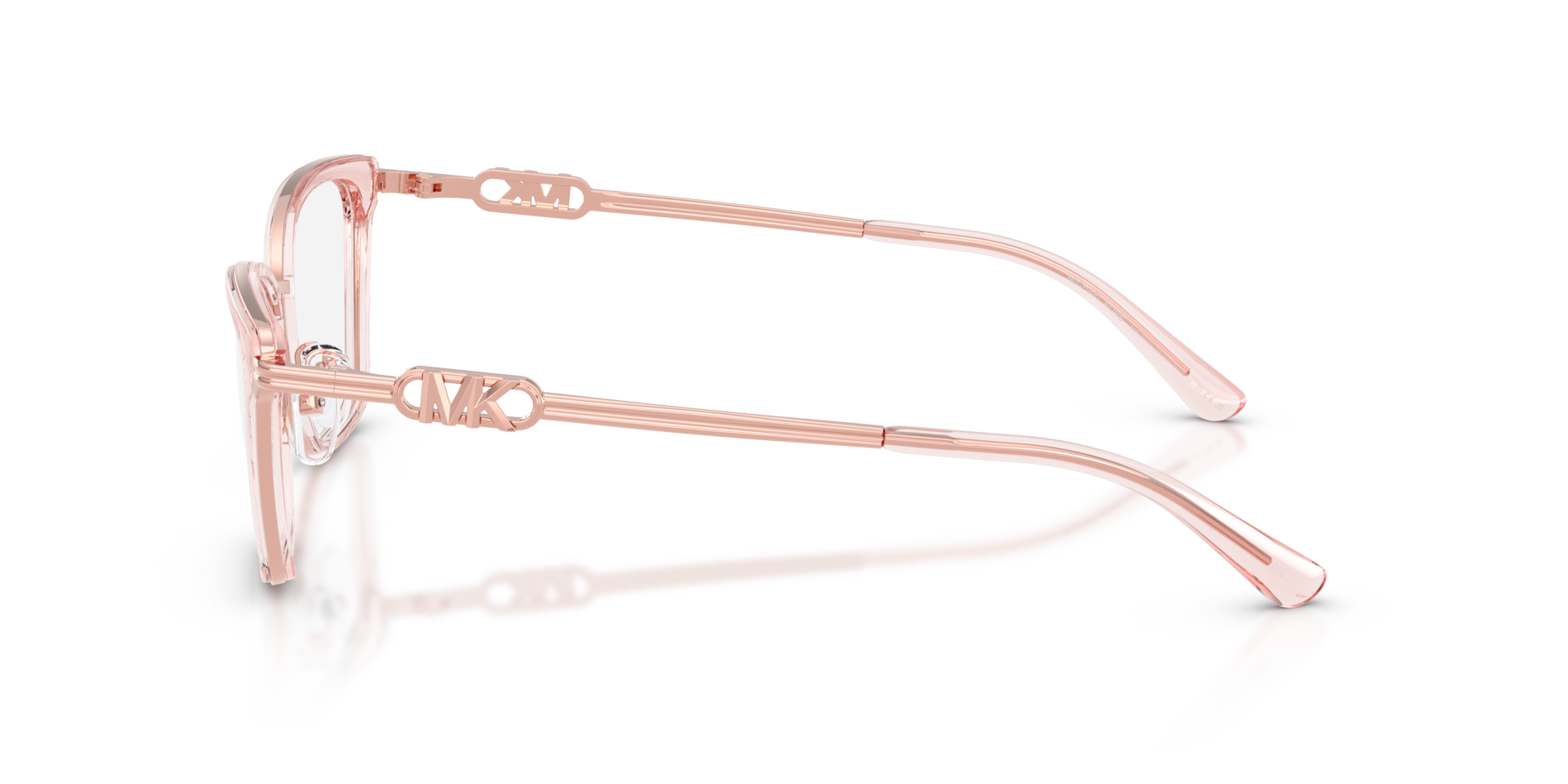 MK3102 Pink Transparent MetalEyeglass Frames for Glasses Direct, Side View