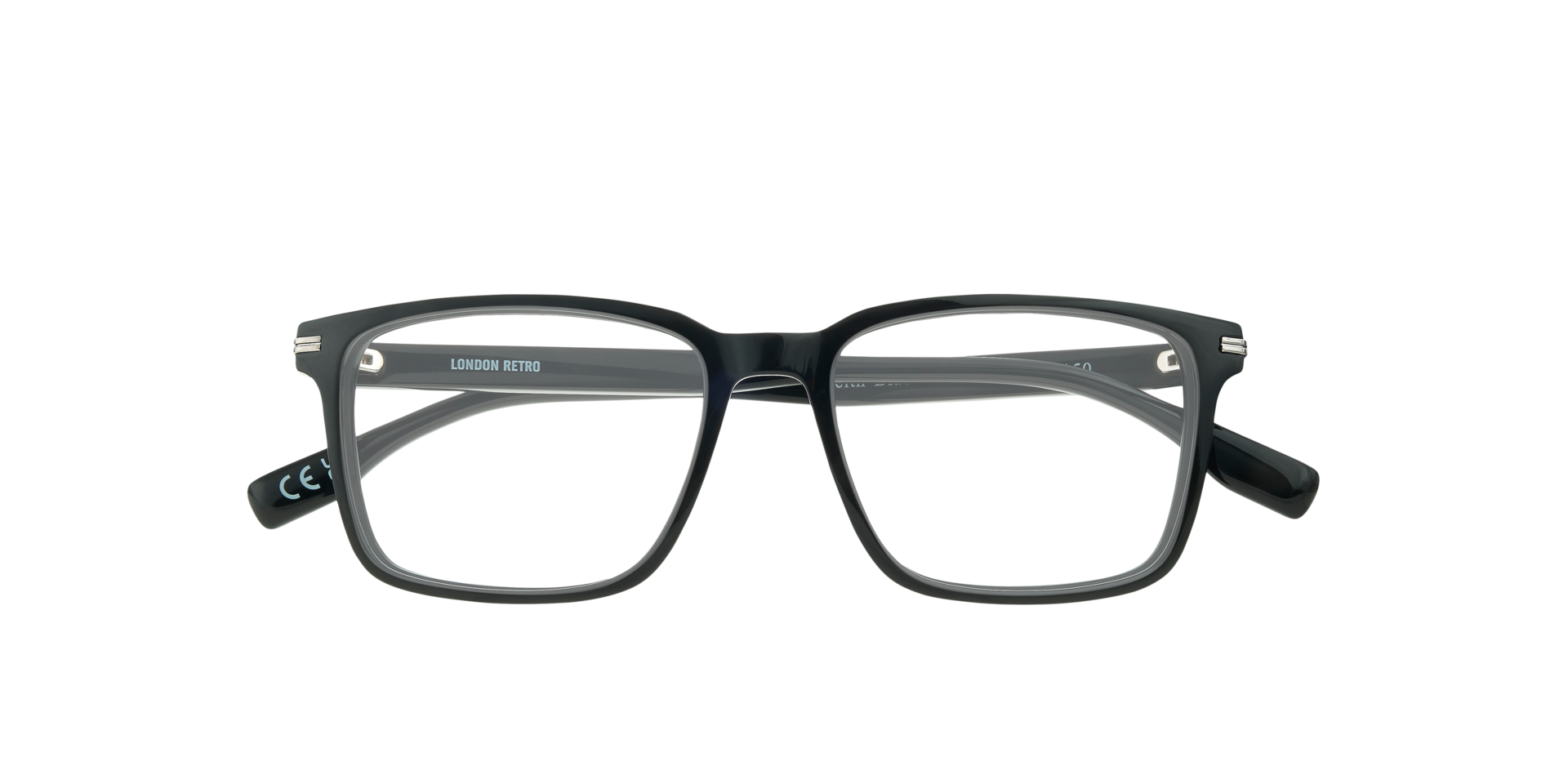 Leith Black & Silver AcetateEyeglass Frames for Glasses Direct, Closed View