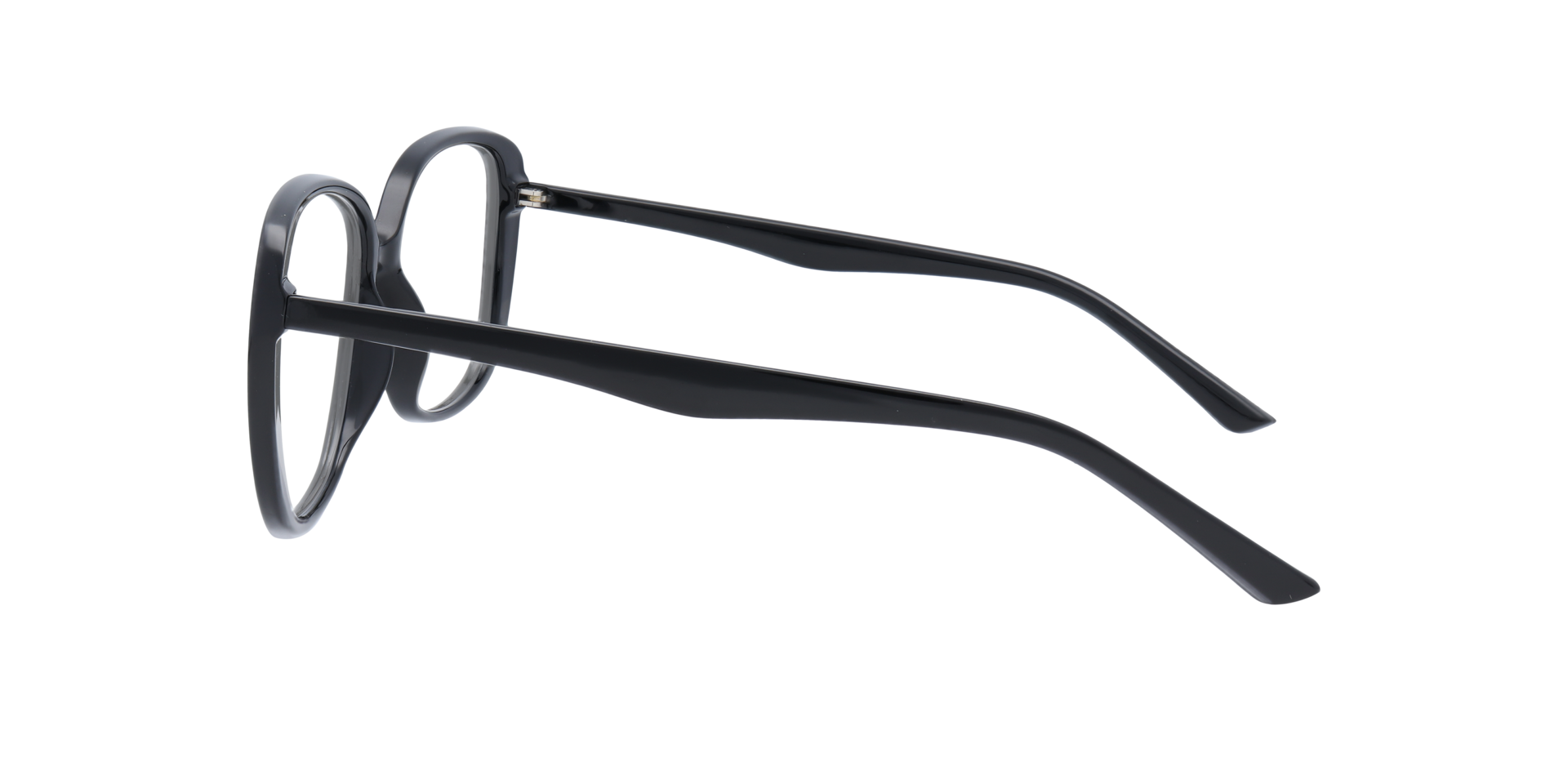 Becca Shiny Black PlasticEyeglass Frames for Glasses Direct, Side View