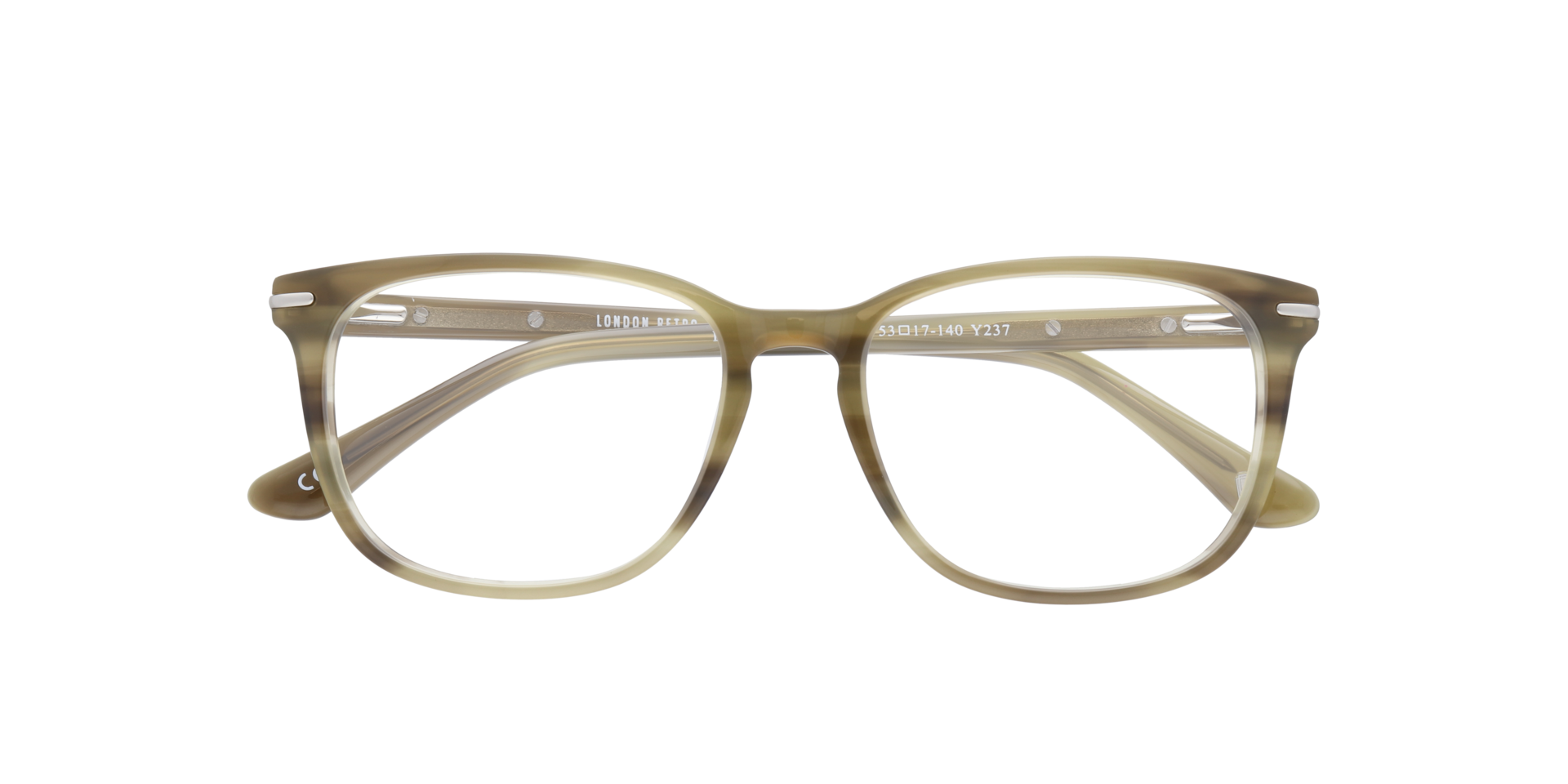 Eastcote Khaki Horn AcetateEyeglass Frames for Glasses Direct, Closed View