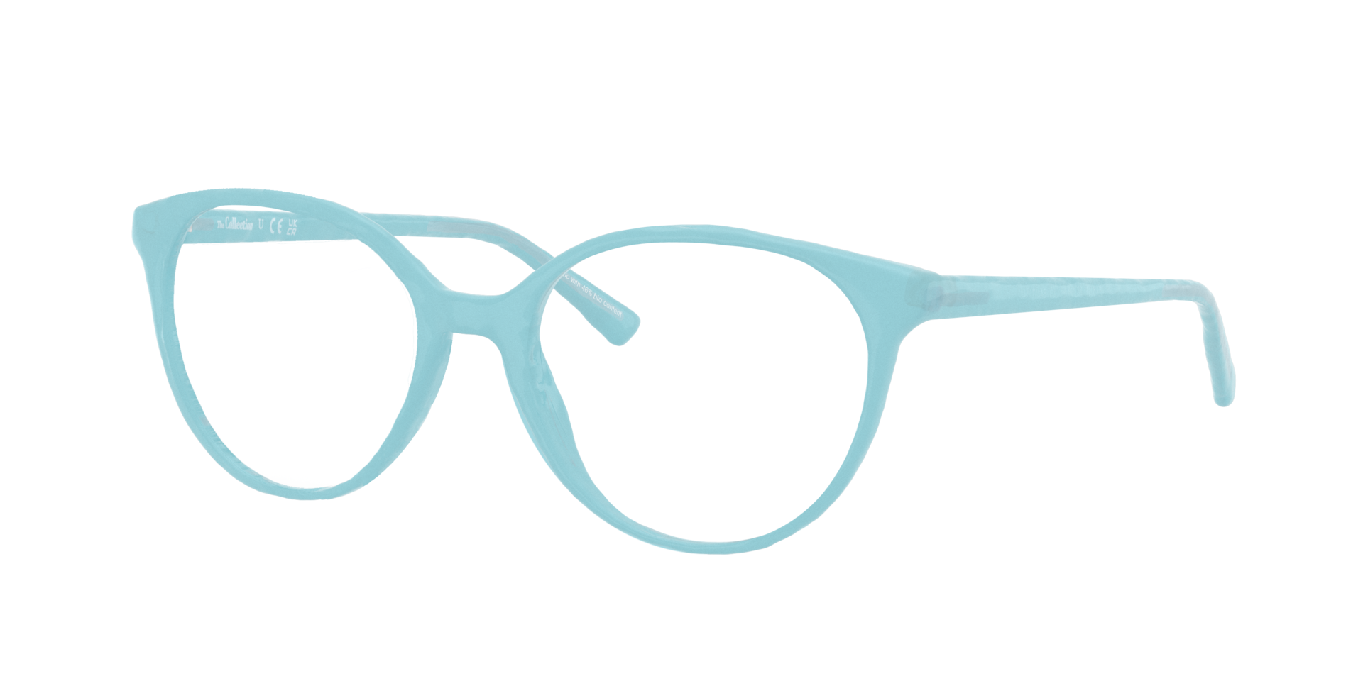 Monroe Milky Blue PlasticEyeglass Frames for Glasses Direct, Angle View