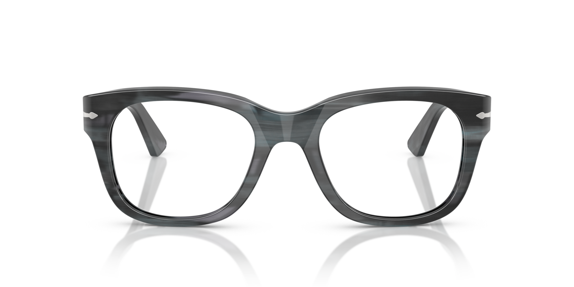 PO3372V Striped Grey AcetateEyeglass Frames for Glasses Direct, Front View