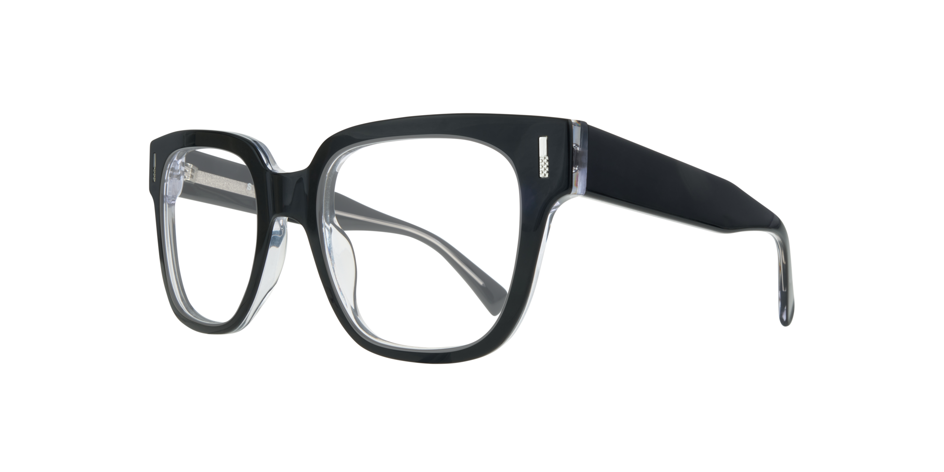 Jenny Black & Crystal Clear AcetateSunglass Frames for Glasses Direct, Angle View