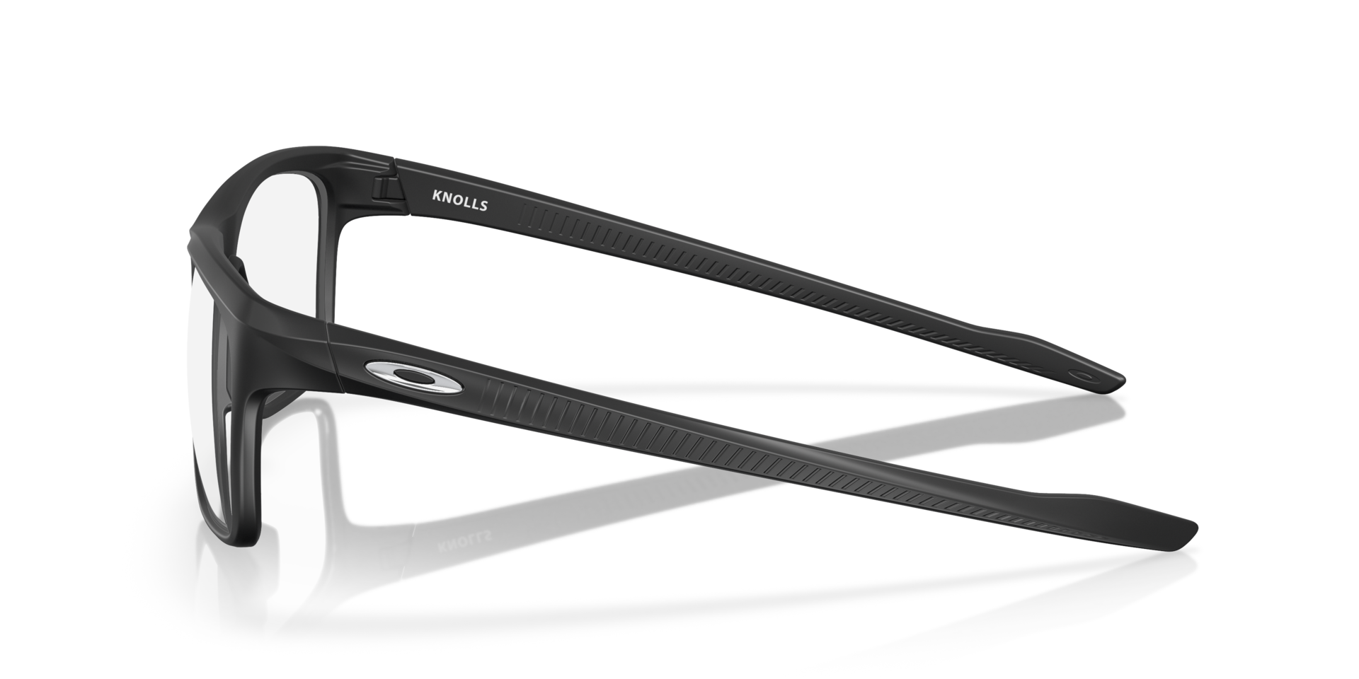 Knolls Satin Black PlasticEyeglass Frames for Glasses Direct, Side View