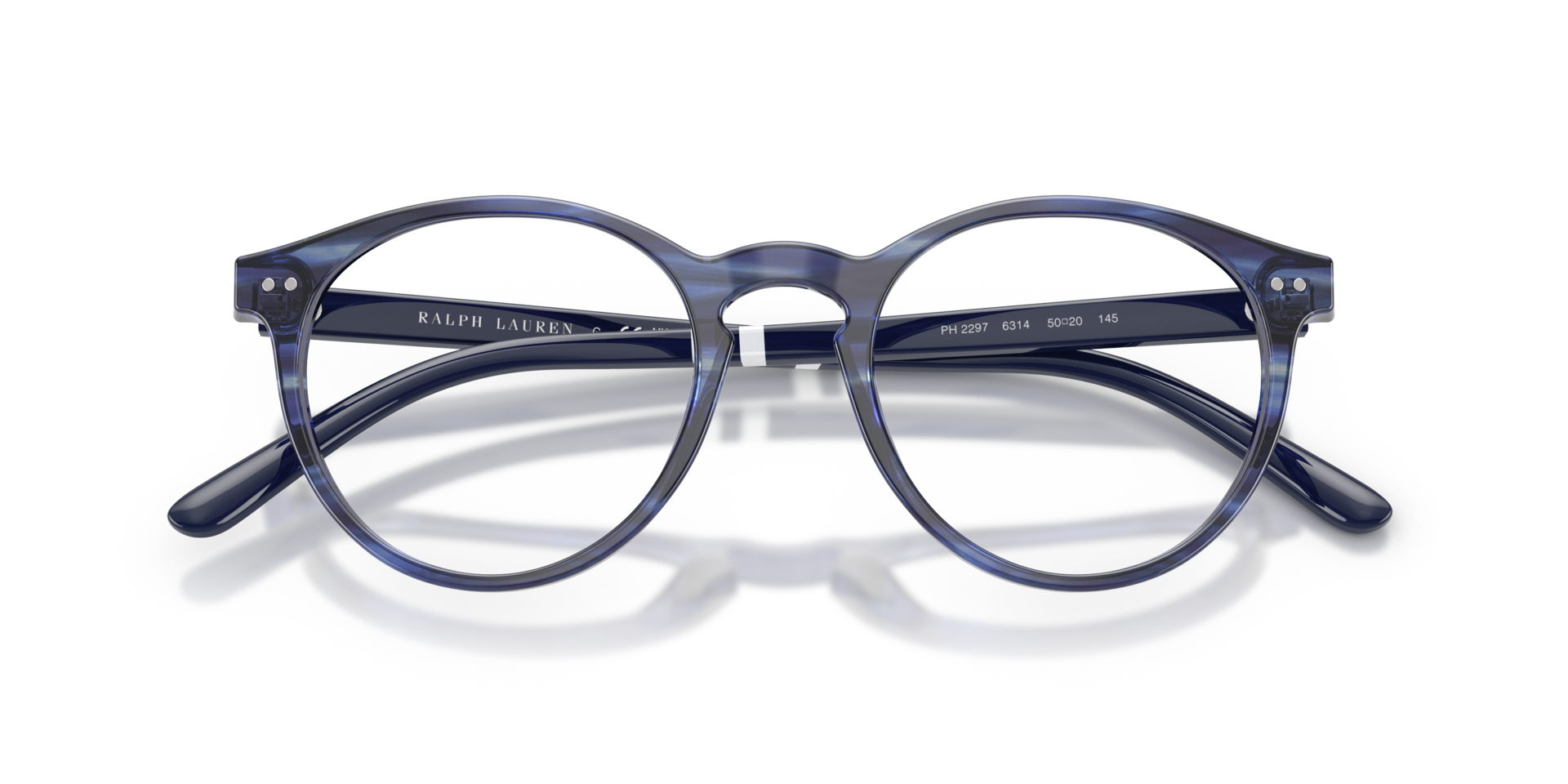 PH2297 Shiny Striped Blue AcetateEyeglass Frames for Glasses Direct, Closed View