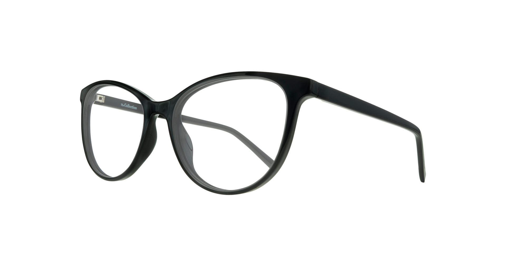 Leyla Shiny Black PlasticEyeglass Frames for Glasses Direct, Angle View