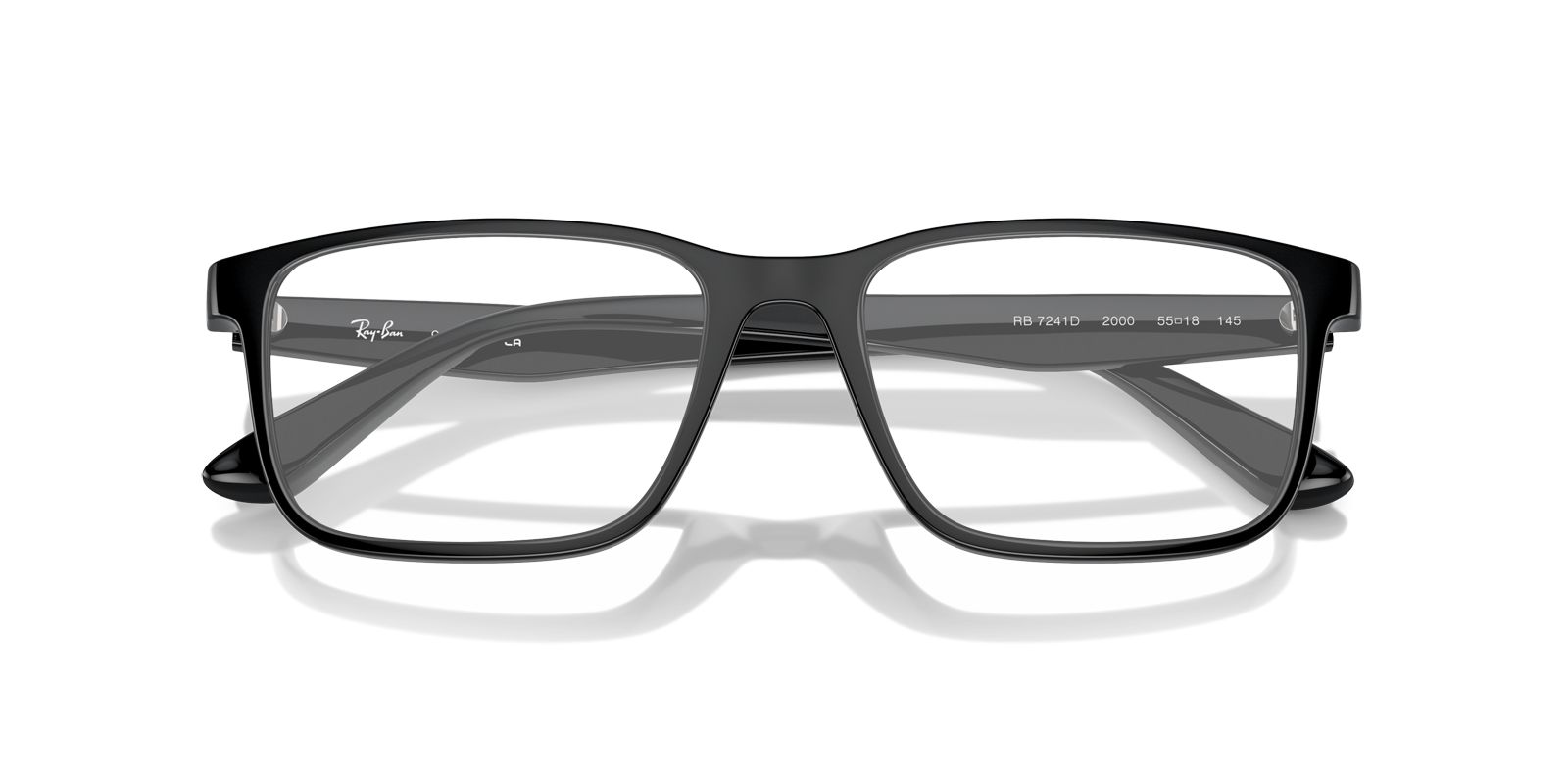 RB7241D Black PlasticSunglass Frames for Glasses Direct, Closed View