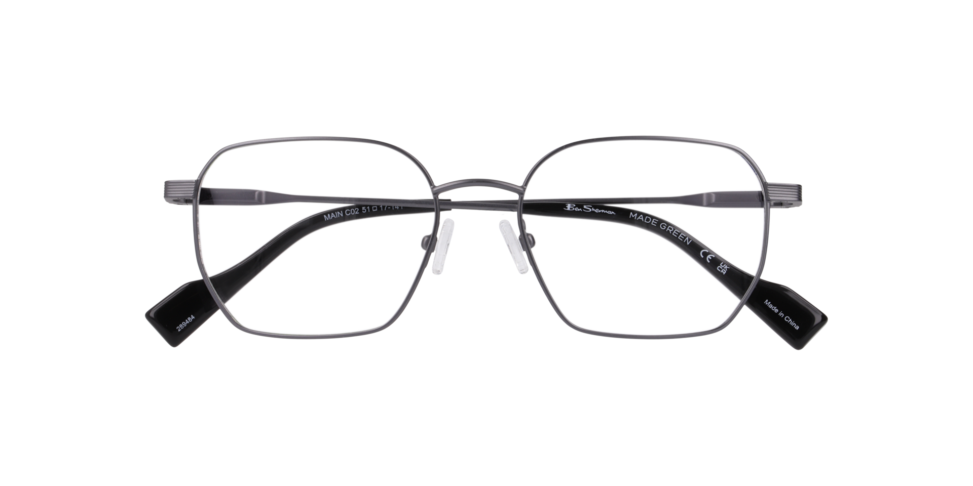 Bsmain Gunmetal MetalEyeglass Frames for Glasses Direct, Closed View