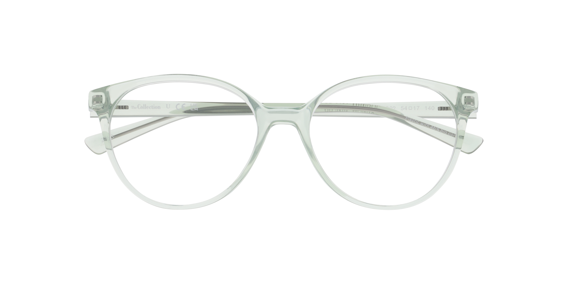 Monroe Transparent Green PlasticEyeglass Frames for Glasses Direct, Closed View