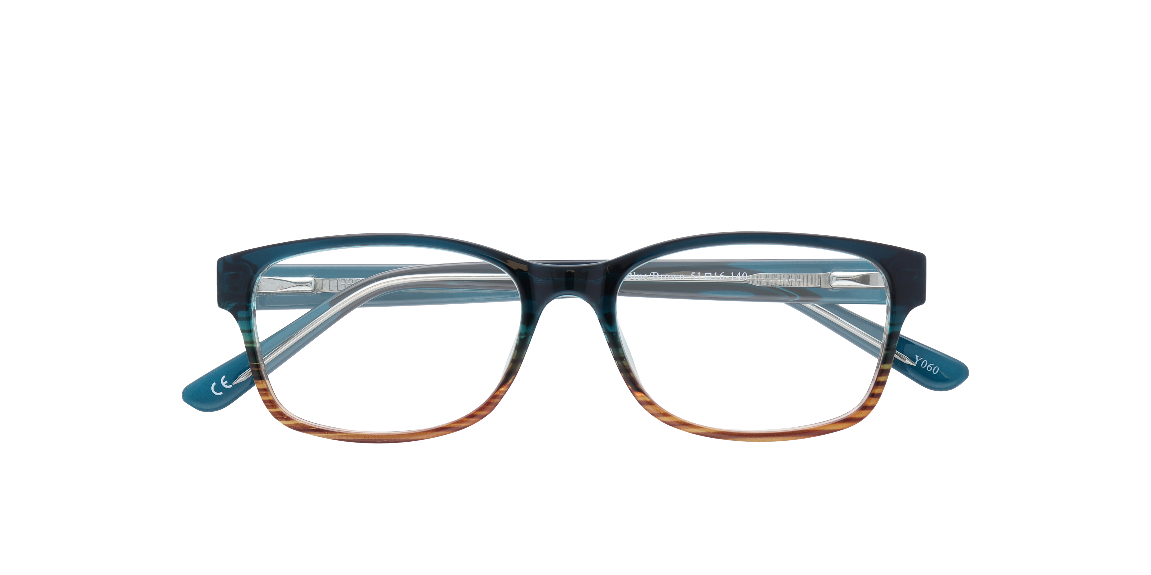 Dewy Blue & Brown PlasticEyeglass Frames for Glasses Direct, Closed View