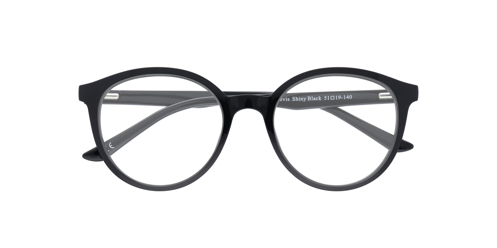 Bevis Shiny Black PlasticEyeglass Frames for Glasses Direct, Closed View
