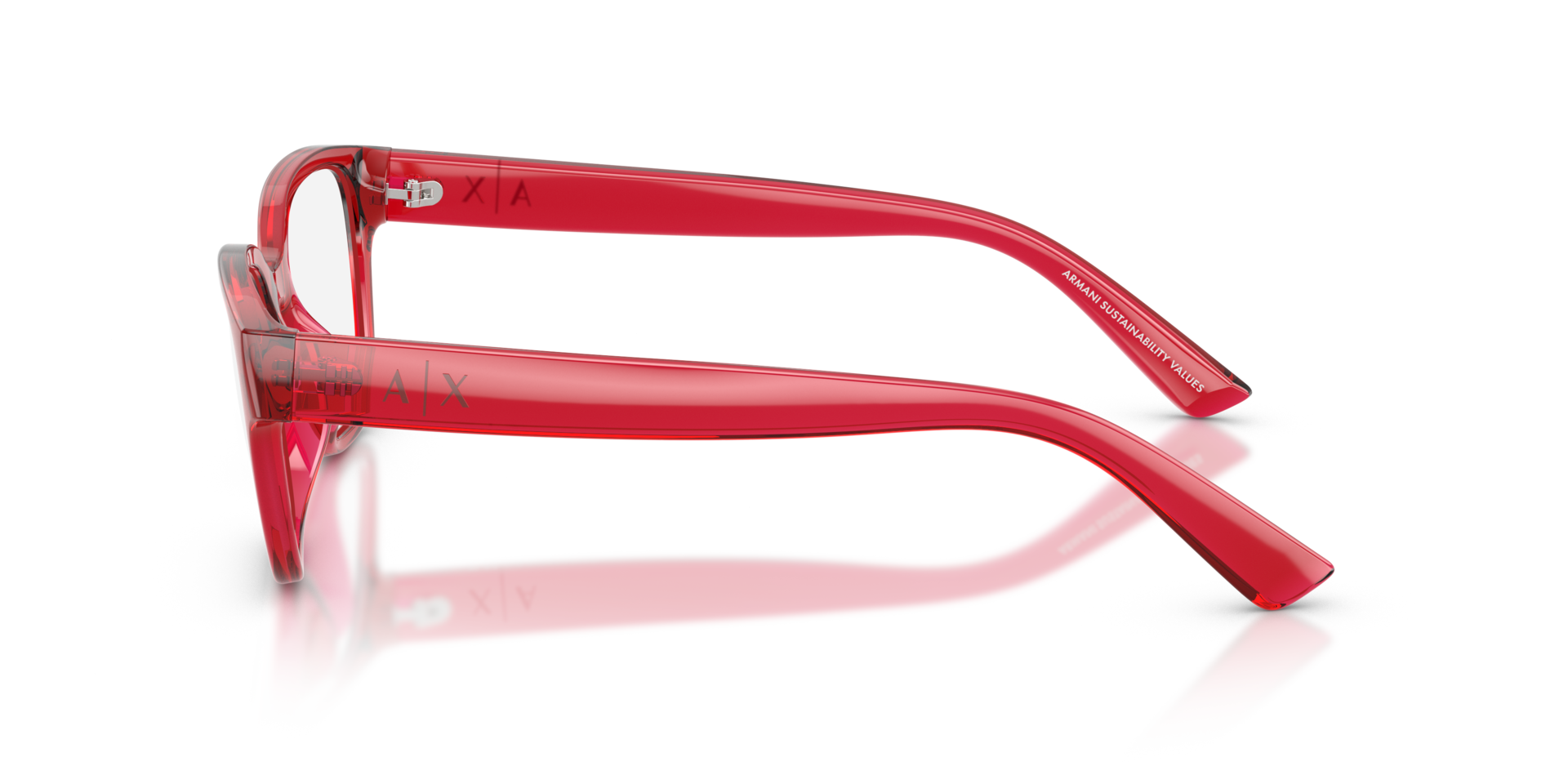 AX3134U Transparent Cherry PlasticEyeglass Frames for Glasses Direct, Side View