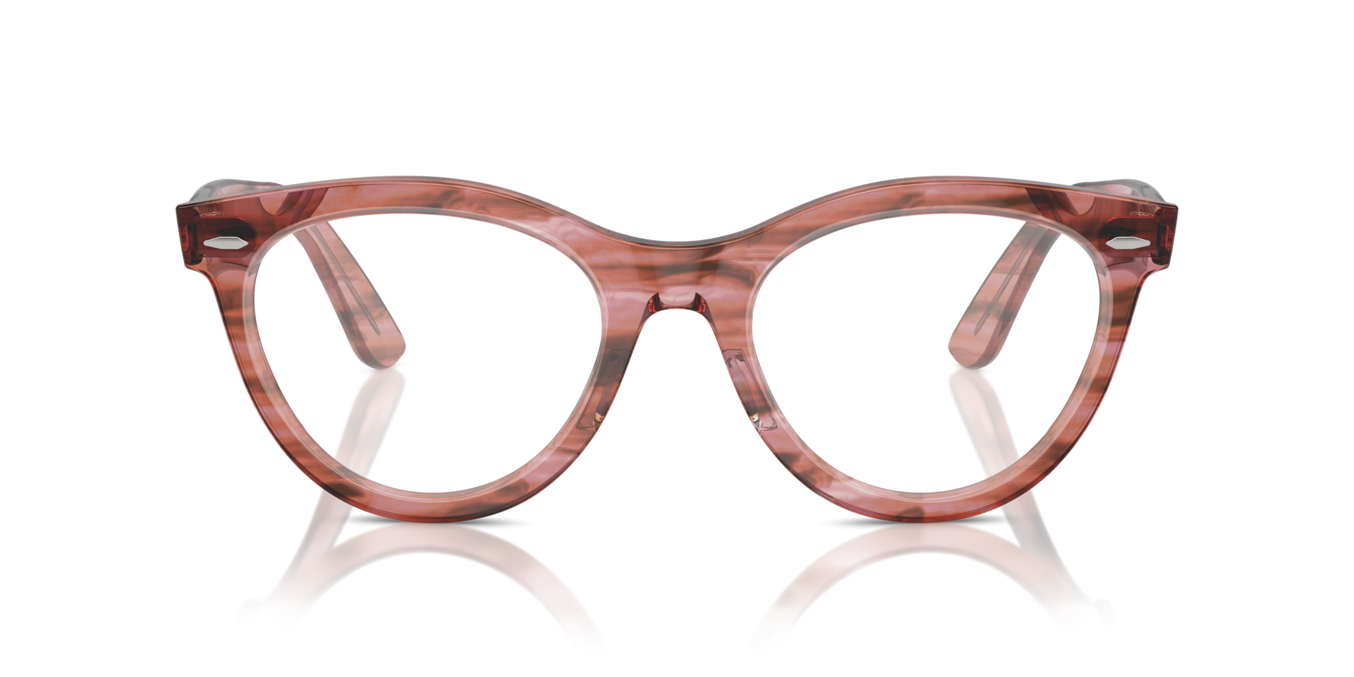 Wayfarer Way Optics Striped Transparent Pink PlasticSunglass Frames for Glasses Direct, Front View