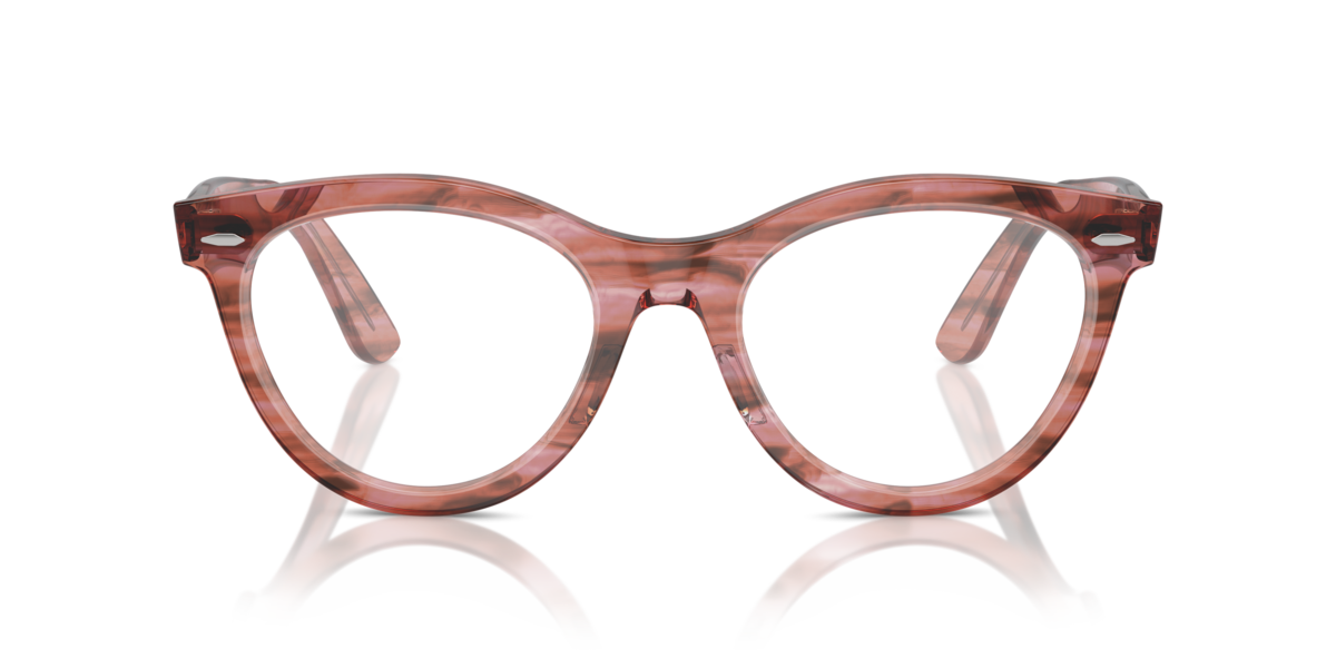 Ray-Ban Unisex Striped Transparent Pink Round Plastic Eyeglasses Online - Full Rim - Wayfarer Way Optics