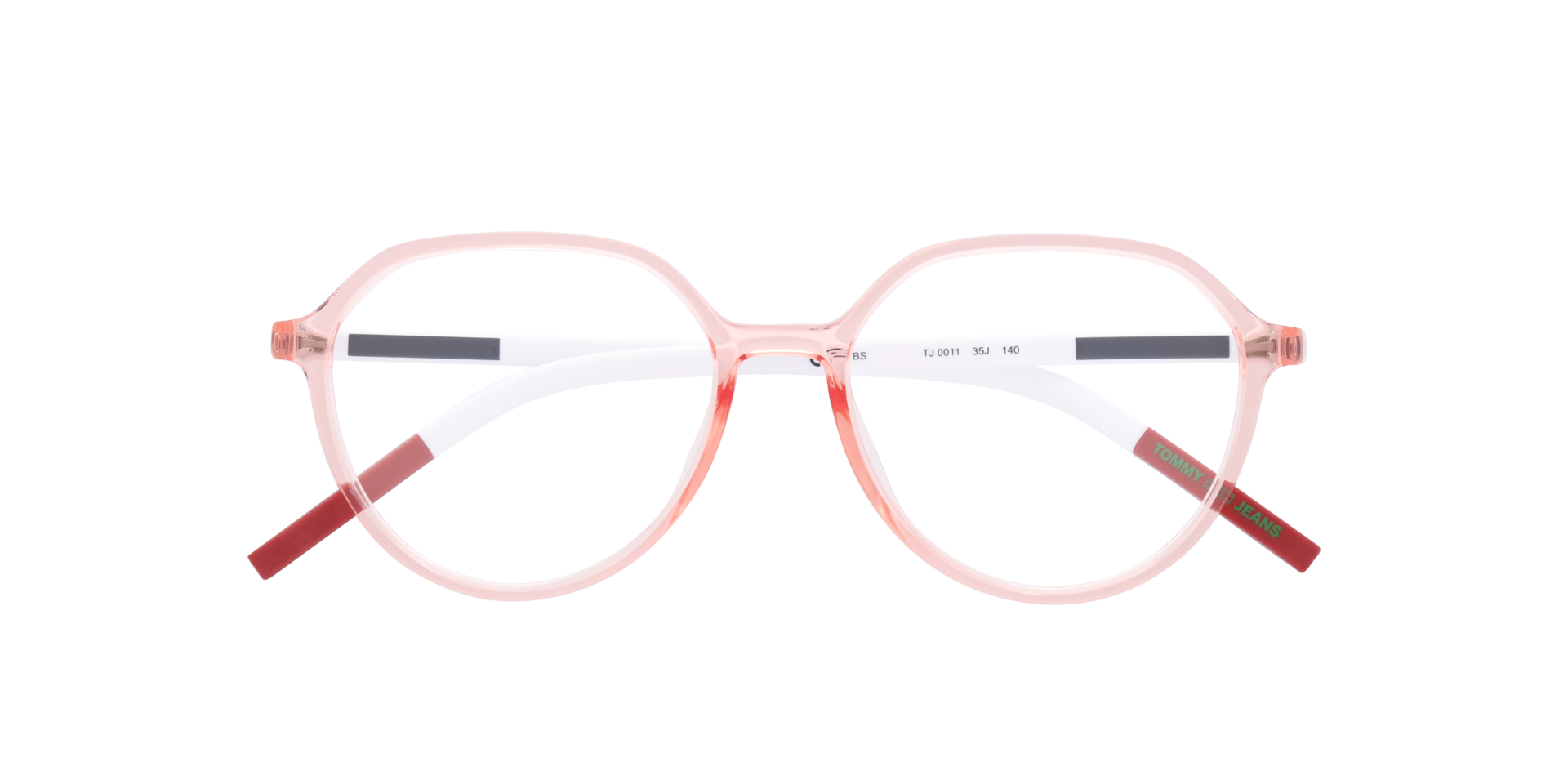 TJ 0011 Pink White PlasticEyeglass Frames for Glasses Direct, Closed View