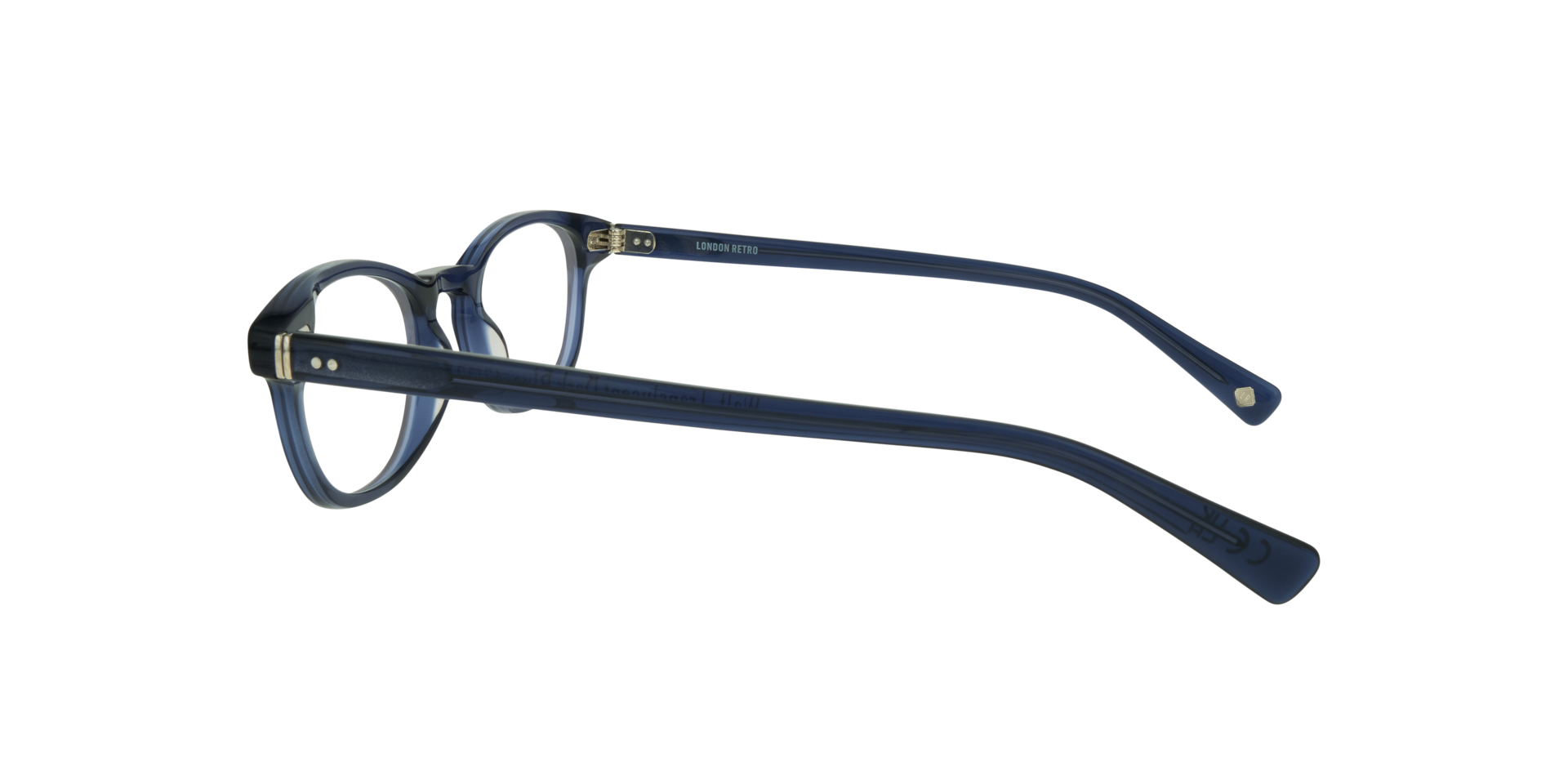 Walt Translucent Dark Blue AcetateEyeglass Frames for Glasses Direct, Side View